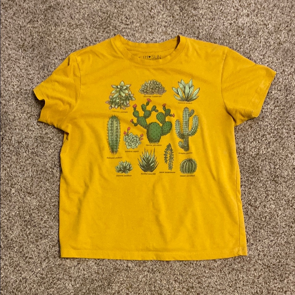 Yellow Shirt with Cactus Print